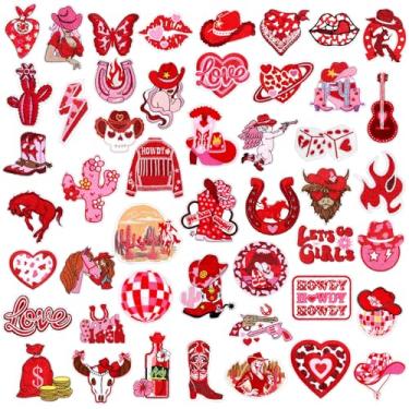 Imagem de Tigeen Western Cowgirl Iron on Patches Red Girl Hat Sewing Patches Dia dos Namorados Bordado Aplique Patch DIY Acessórios para Caminhoneiro, Chapéus, Jaquetas, Mochila, Roupas, Jeans DIY Emblema