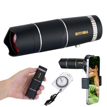 Imagem de OPTIVORA Mini telescópio de 15 × 32 para adultos de alta potência, tamanho compacto, ideal para uso como um pequeno monóculo para observação de pássaros, telescópio de bolso para adultos para