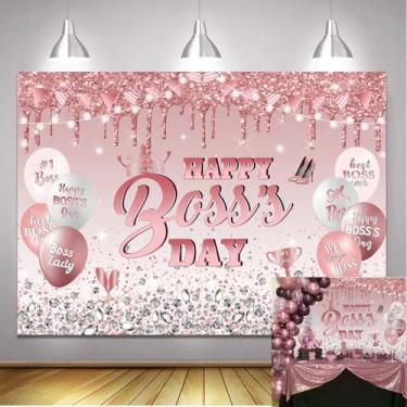 Imagem de Pano de fundo Happy Boss's Day 2,1 x 1,5 m Grande Dia Internacional do Chefe Fundo de agradecimento Best Boss Ever Banner para mulheres Boss Lady Artigos de decoração de festa de escritório adereços