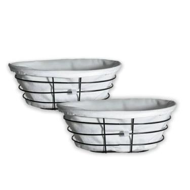 Imagem de Kit 2 Cestas de Pão e Frutas Oval em Arame com Forro em Tecido – Cestinha Minimalista, Decorativa e Funcional para Mesa de Café ou Jantar (Preto)