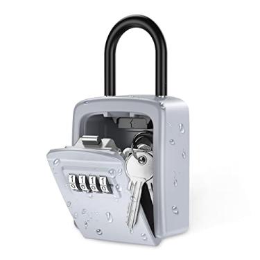 Imagem de AMIR SAFEKey LockBox, cofre de chave montado na parede, à prova de intempéries, combinação de 4 dígitos, caixa de bloqueio de armazenamento de chave com capacidade para 5 chaves com manilha removível