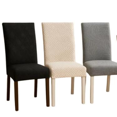 Imagem de Conjunto de 6 Capas Elásticas para Cadeiras, Tecido de Luxo Lavável, Protetor Removível em Cores Neutras, Poliéster e Elastano, 45x50cm Assento, 40x50cm Encosto, Espessura do assento: 4cm a 10cm