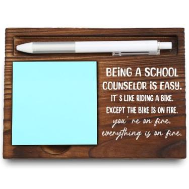 Imagem de VYNWPDFLI Porta-notas adesivas de madeira para conselheiros escolares, presente de agradecimento emocionante, organizador de mesa de escritório para conselheiro, 16,5 x 12 x 1,5 cm, LQQ9