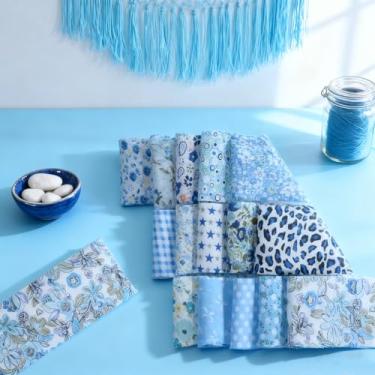 Imagem de 40 peças de tecido quadrados de algodão, materiais de costura com padrão floral amarelo para projetos de bricolage e materiais de artesanato