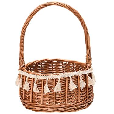 Imagem de Cocoarm Cesta de Flores de Vime Tecido, Cesta de Cesto de Feminina de Fábrica de Palha para Segurar Pétalas Presentes de Doces Com Cor Marrom (L)