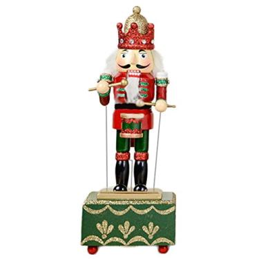 Imagem de ZaH Enfeite de Natal de 30 cm Quebra-Nozes Caixa de Música de Madeira Decorações de Natal Presentes Quebra-Nozes Fantoches, Tambor