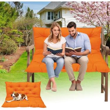 Imagem de Almofadas de balanço à prova d'água para ambientes externos - Capas de assento de pátio resistentes a UV para jardim/deck/varanda, substituição durável para balanços de banco e cadeira (laranja, 119 x