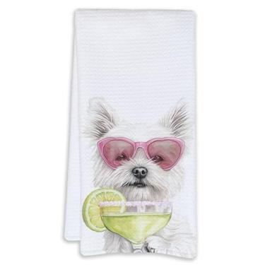 Imagem de Cabana Bro Westie Gifts Toalhas de cozinha, presentes Westie para amantes do Westy Toalhas de mão decorativas para banheiro, Funny West Highland White Terrier Cocktail Tequila Dish Toalhas de chá para