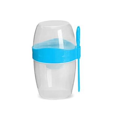 Imagem de Yosoo Copo Duplo Café da Manhã Com Tampa e Colheres Ideal para Iogurte e Aveia 870ml para Viajantes e Profissionais de Negócios (870ml)