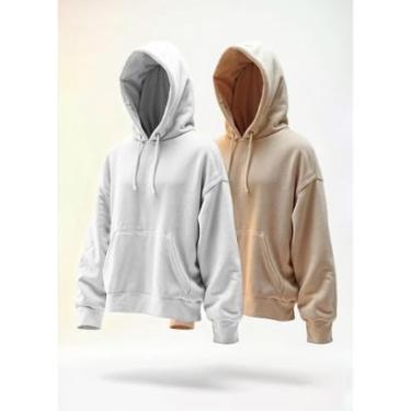 Imagem de Kit 2 Moletom Masculino Feminino Blusa Casaco Canguru Capuz-Unissex