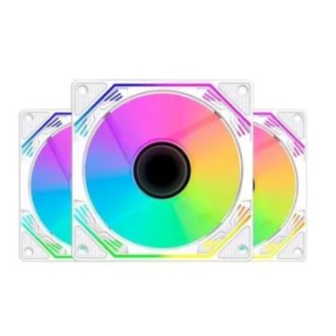 Imagem de Kit 3 Fans Ryvel Aspen, RGB, C/ Controladora, White - Ry-fn-ap-wt