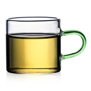 Imagem de EPOTRDCV Caneca de café com alça colorida, xícara de chá, café, chá gelado, 100 ml, vidro transparente, muito adequada para casa, escritório e cozinha