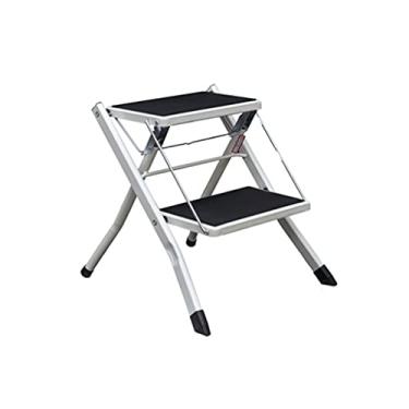 Imagem de Escadas dobráveis com 2 degraus Escadas escada dobrável leve com pedal largo não escorregadio, mini escadas de metal resistente para casa escada resistente (cor: 2 peças A) (1 peça B)