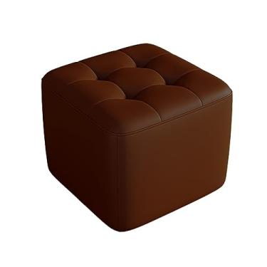 Imagem de Espreguiçadeira quadrada de couro, banco de pés estofado, banco de troca de sapatos, apoio para os pés, banco de descanso para os pés, sofá para poltrona, sala de estar