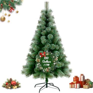 Imagem de Árvore de Natal Verde Luxo, Pinheiro Cheio Premium 1,50m 180 Galhos, Pé de Ferro, Decoração Festiva, Realista e Ecológica para Fim de Ano Ideal para Casa Escritório