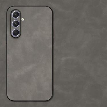 Imagem de Capa de couro de luxo para Samsung Galaxy S24 S25 Ultra Plus S22 S23 S21 S20 Fe 5g, capa traseira retrô (para S20 fe/cinza)