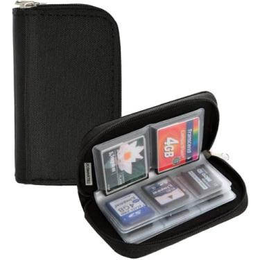 Imagem de 1 estojo de transporte para cartão de memória – adequado para micro SD, mini SD e 4X CF, carteira com porta-cartões para organização de armazenamento de mídia (preto)