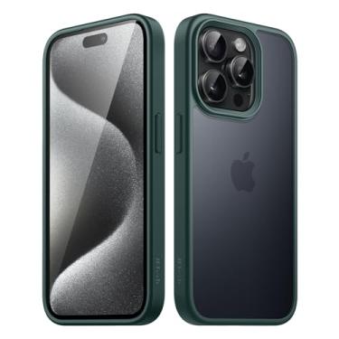Imagem de JETech Capa Fosca para iPhone 15 Pro 6,1 Polegadas, Proteção Contra Quedas à Prova de Choque, Case Traseira Translúcida Fosca para Telefone, Capinha Anti-Impressão Digital (Verde Escuro)