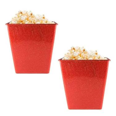 Imagem de Kit 2 Pipoqueira Retrô Fibra Madeira Vermelho 2,6L - Bb Store