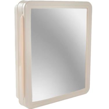 Imagem de Armário Banheiro, Embutir ou Sobrepor com Espelho De Vidro, armario de vestiario - Ideal para Banheiros Pequenos e Lavabos(1 BEGE)