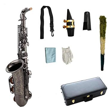 Imagem de Conjunto de saxofone saxofone alto EB Tunes preto niquelado instrumento musical profissional com acessórios de estojo saxofone estudante