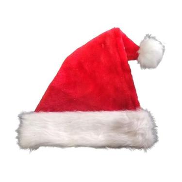 Imagem de Gorro Papai Noel Luxo Veludo Vermelho Natal 45cm - 1 Unidade - Cromus