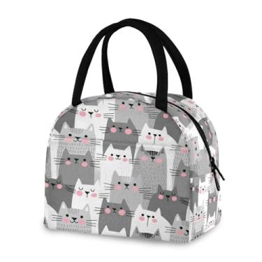 Imagem de ATTX Lancheira à prova de vazamento para gatos cinza para trabalho e ar livre - lancheira portátil reutilizável para homens e mulheres, piquenique viagem #415