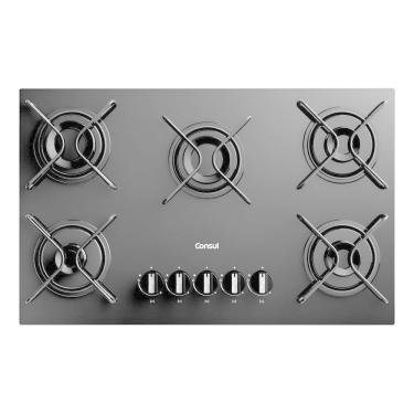 Imagem de Cooktop 5 Bocas Gas Bivolt Vidro Preto 73x46cm - Consul