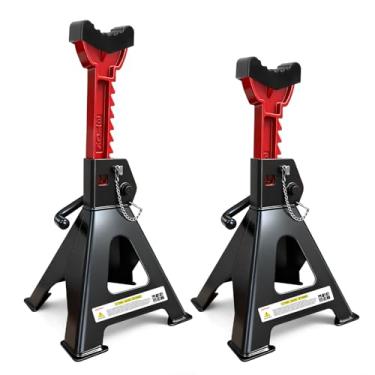 Imagem de USYATO Suportes para macaco de 3 toneladas (3 kg) - Suporte de tomada de carro resistente com trava de pino duplo, altura ajustável de 28,5 a 42 cm, almofadas de borracha extra para caminhões, garagem