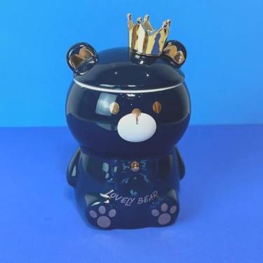 Imagem de Caneca Porcelana 3D com Tampa e Colher Ursinho Azul