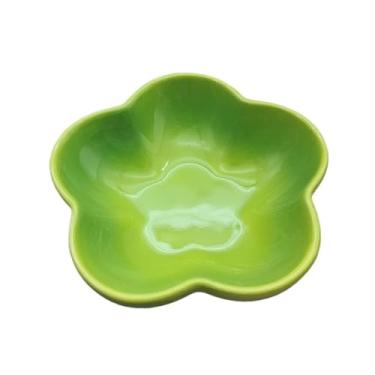 Imagem de prato de lanche Prato fundo de cerâmica cor sólida com 5 polegadas para flores, prato pequeno para mergulhar, utensílios cozinha para casa tigela de sopa(Green)
