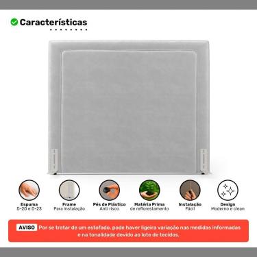 Imagem de Cabeceira Cama Box King Size Alba 195cm Com Frame Veludo Cinza Claro - Abmaza