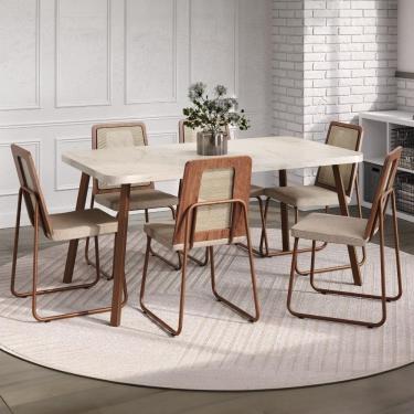 Imagem de Conjunto Sala De Jantar 6 Cadeiras Catânia Carraro Petra E Rosê