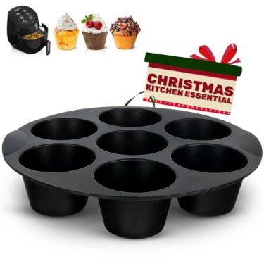 Imagem de Frigideira Air Fryer (7 xícaras) — Formas de muffin de silicone para assar e congelar, fritadeira a ar antiaderente, molde de ovo de silicone compatível com fritadeiras de 3,5 a 5,8 l — fácil