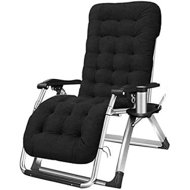 Imagem de Cadeira de gravidade zero, espreguiçadeira dobrável G para pátio, poltrona, espreguiçadeira, almofada grossa, capa de assento ao ar livre com apoio para os pés, espreguiçadeira preta