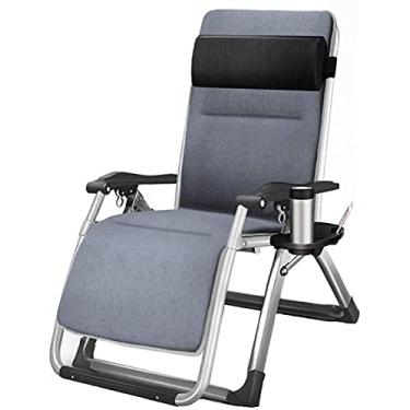 Imagem de Cadeira de gravidade zero, espreguiçadeira acolchoada de luxo extragrande, suporte de copos, GG, preto, espreguiçadeira, pátio, suporte de praia, 158 kg