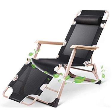 Imagem de YYBOES Espreguiçadeiras reclináveis no jardim ao ar livre espreguiçadeira de jardim cadeira dobrável ajustável praia escritório em casa espreguiçadeira respirável alargamento tubo de ambos os lados