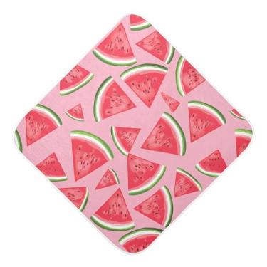 Imagem de Burbuja Toalha de banho de bebê com fatias de melancia - Toalha com capuz de musselina macia e absorvente para recém-nascido, 76 x 76 cm