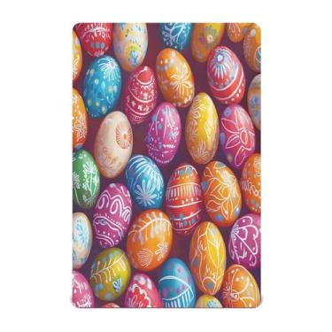 Imagem de STAYTOP Lindo lençol de berço com ovos de Páscoa para meninos e meninas, lençol com elástico para berço padrão e colchão infantil, de microfibra supermacia, 52 × 28 × 9 pol