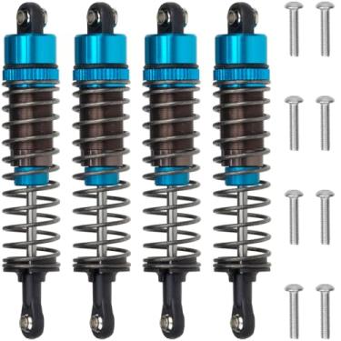 Imagem de HobbyMarking Amortecedores de rastreador RC 1/10 4 peças 85 mm conjunto de amortecedor ajustável de absorção de óleo de alumínio para Tamiya CC-02 Axial SCX10 Capra D90 TRX4 Upgrades peças (azul)