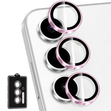 Imagem de Avocase Protetor de lente para câmera Samsung Galaxy S24 Plus, capa de lente de vidro temperado com anel de metal individual, [forte adsorção] Capa de lente transparente HD ultrafina resistente a