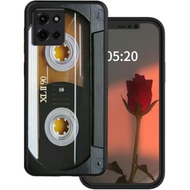 Imagem de GYSYSQSH Capa de telefone para Motorola Moto G 5G 2025 com design de fita cassete de áudio para mulheres e homens, capa de proteção à prova de choque de silicone flexível TPU macio e flexível de
