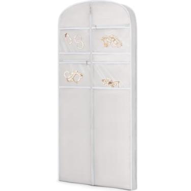 Imagem de Bolsa de roupa de 165 cm para viagem para pendurar roupas de armazenamento capa de terno com zíper e armazenamento de acessórios para casacos, vestidos, ternos