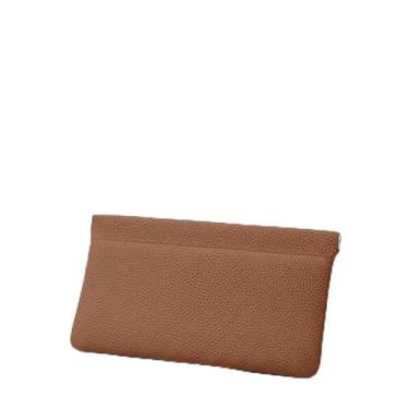 Imagem de Carteira longa de couro legítimo de flor integral com fechamento automático, Marrom, Carteira