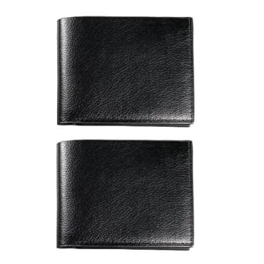 Imagem de Carteira masculina de couro sintético ultrafina, fácil de transportar, design compacto, segura para guardar cartões de dinheiro, preto, marrom, adequada para uso pessoal e presente (preto), Conjunto