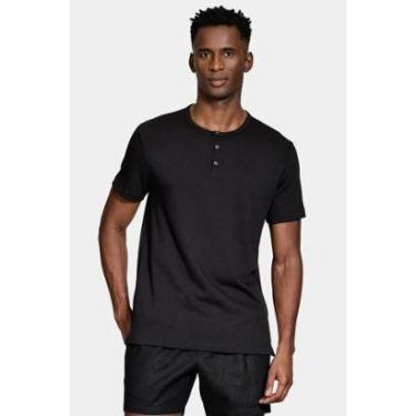 Imagem de Camiseta Aramis Manga Curta Jersey Henley Preto-Masculino