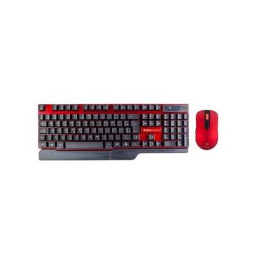 Imagem de Kit Teclado e Mouse s/ Fio Kross Vermelho e Preto KE-KM553V1