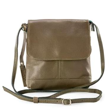 Imagem de Bolsa Feminina Transversal em Couro Legítimo – Design Premium, Alça Regulável e Compartimentos Internos| Verde Musgo
