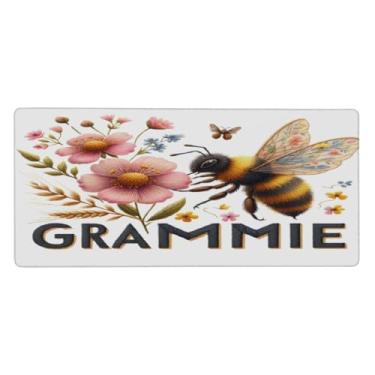 Imagem de Tapete de rato com flores de animais de abelha grande, impermeável, tapete protetor de mesa estendido para computador, base de borracha antiderrapante para escritório, computador, teclado, laptop e