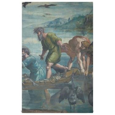 Imagem de Joisal Toalhas de prato decorativas de primavera para cozinha Raphael Miraculous Draught Fish Toalha de mão toalhas de mão fofas panos absorventes de banheiro 45 x 71 cm, pacote com 4